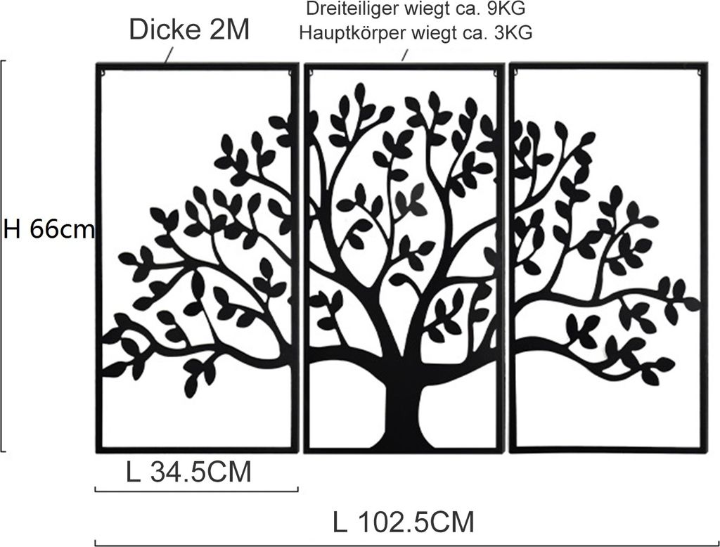 Wandskulpturen, Wanddekoobjekt, 3er Set Wandskulptur aus Produktbild 8