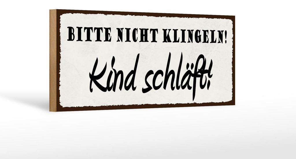 Holzschild Hinweis 27x10cm nicht klingeln Kind schläft