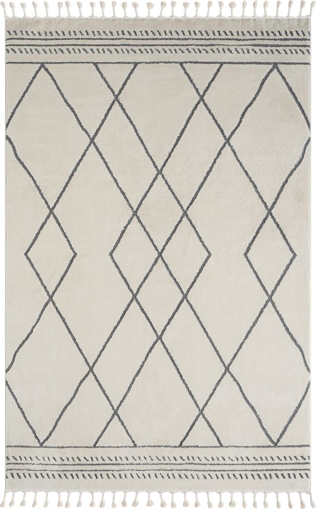 Teppich KENITRA-dunkel rechteckig weiß diverse Größen, Maße:190x240cm