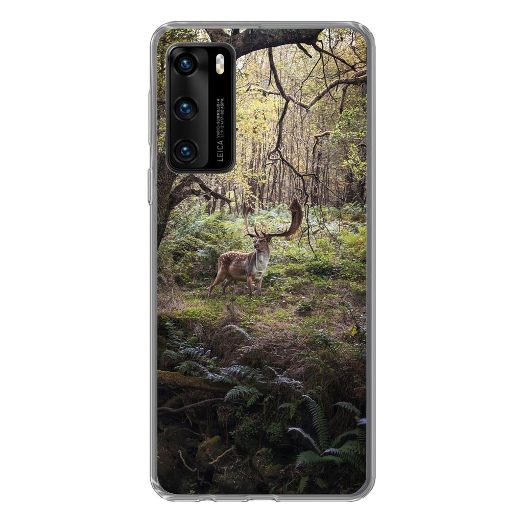 MuchoWow Handyhülle Schutzhülle Hülle für Huawei P40 Waldtier - Hirsch - Sonne Silikon Softcase Handy Hülle - Handytasche