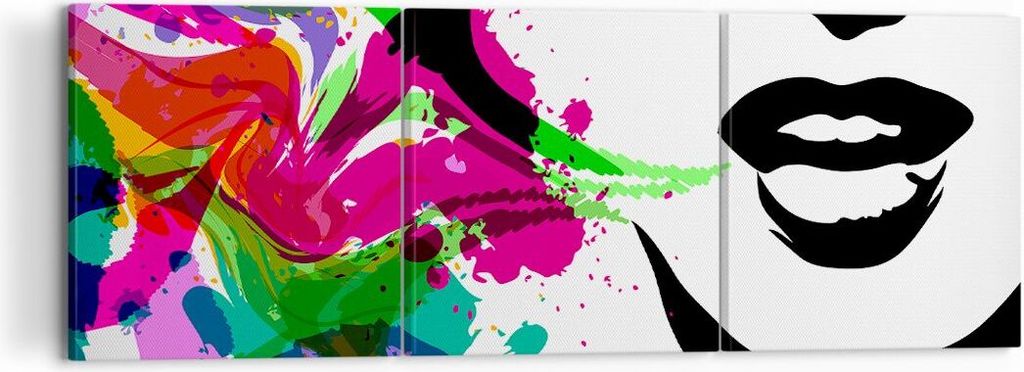 Bild auf Leinwand - Leinwandbild - Frau Gesicht Lippen Make-up - 120x40cm - Wand Bild - Wanddeko - Leinwanddruck - Bilder - Kunstdruck - Wanddekora...