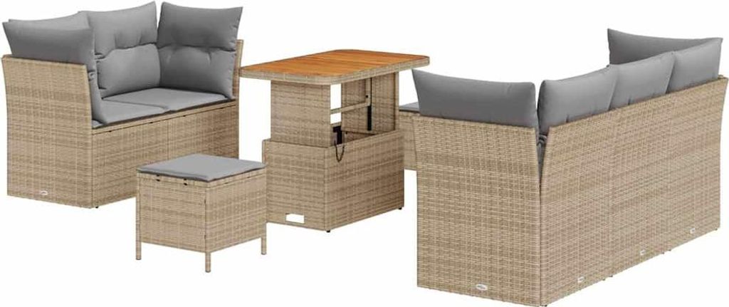 Garten-Sofa-Set 8 pcs Beige Poly-Rattan