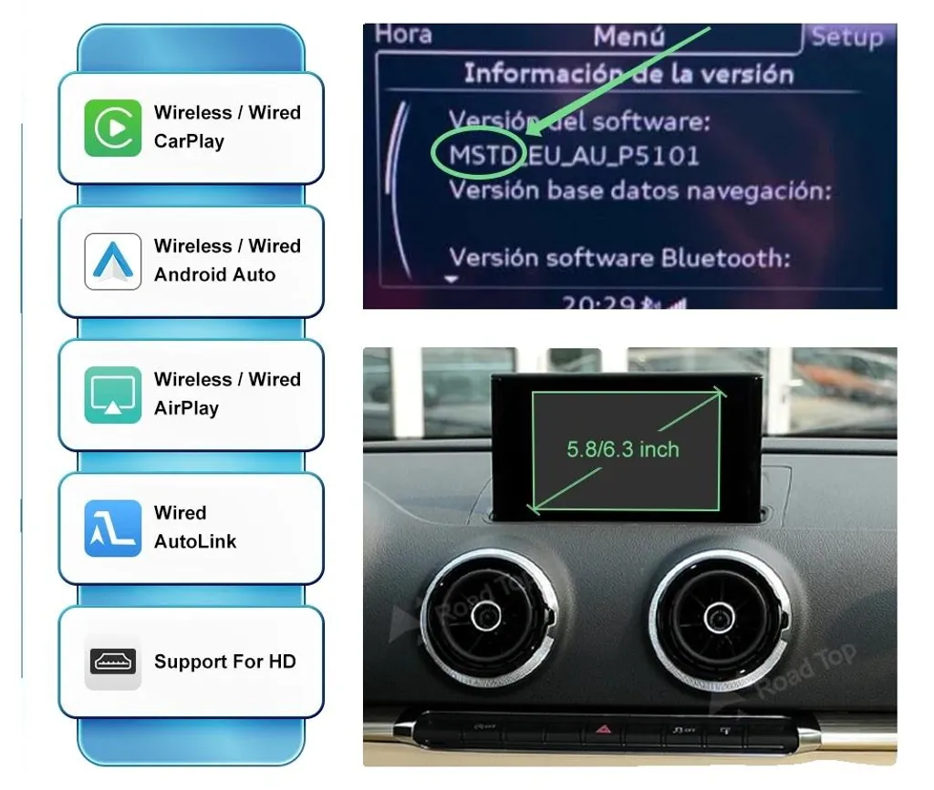 Module CarPlay sans fil MSTD avec écran tactile 63 pouces multilingue