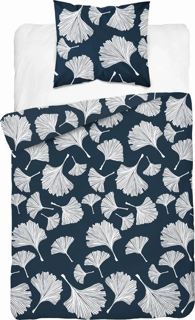 Biancheria da Letto 140x200 Cotone Blu a Fiori e Foglie | Qualità Italiana