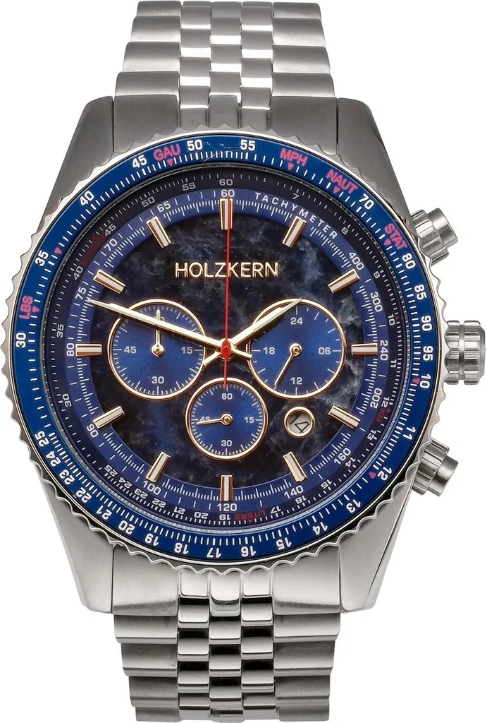 Montre Homme Chronographe Openhorizon en Noyau de Bois et Marbre Bleu