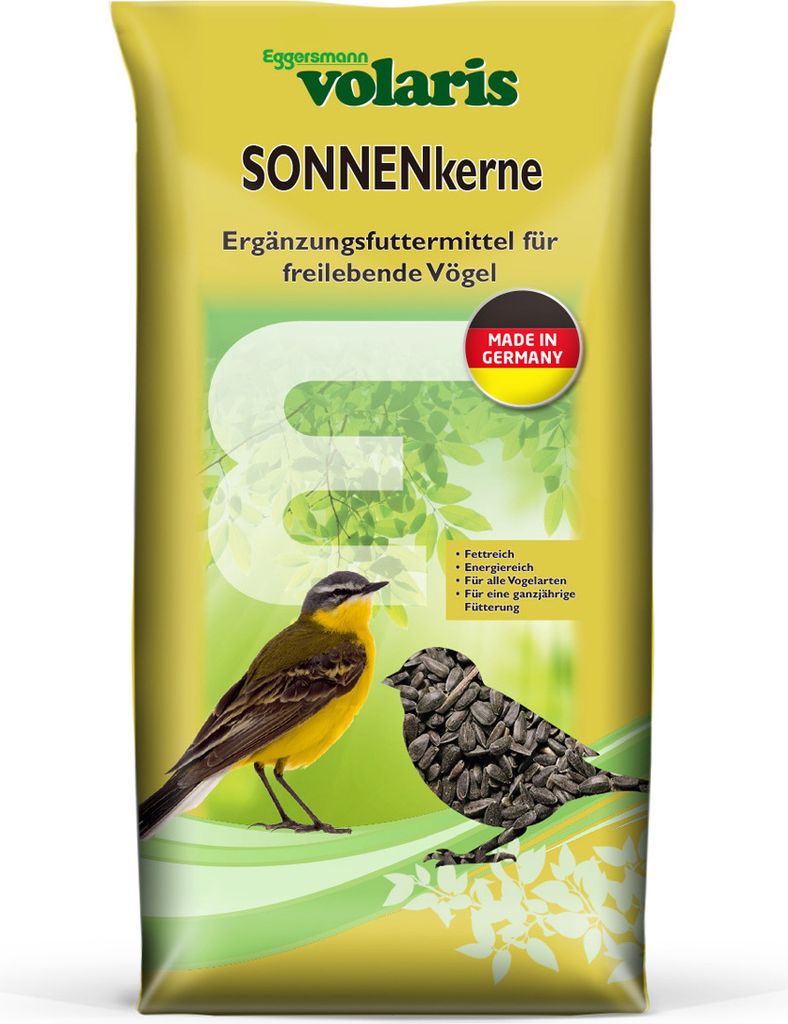 Eggersmann volaris 15 kg Sonnenkerne | Sonnenblumenkerne | Vogelfutter Wildvögel ganzjährig | Wildvogelfutter für das ganze Jahr | Fettreiches S...