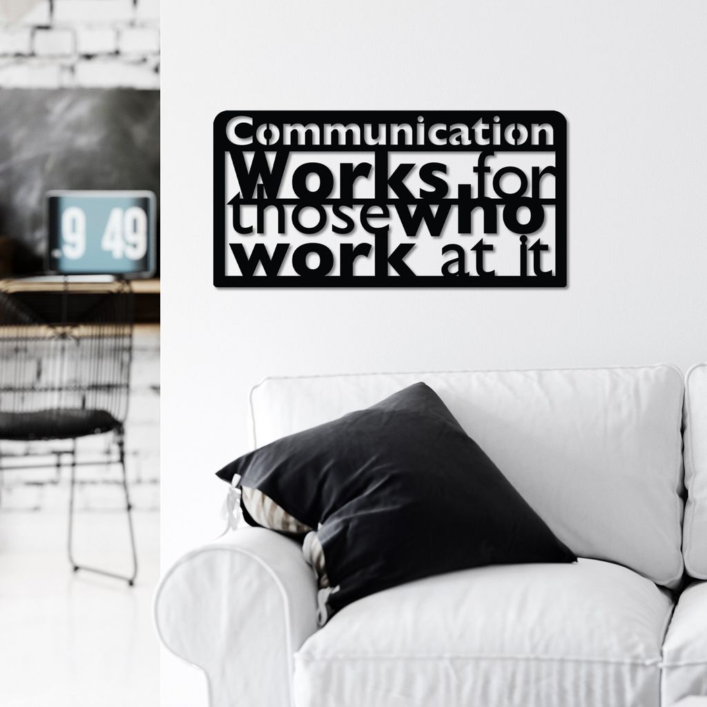 Wallity, Communication, Dekoratives Wandaccessoire aus Metall, Schwarz, 100 % METALL, 58 x 30 cm