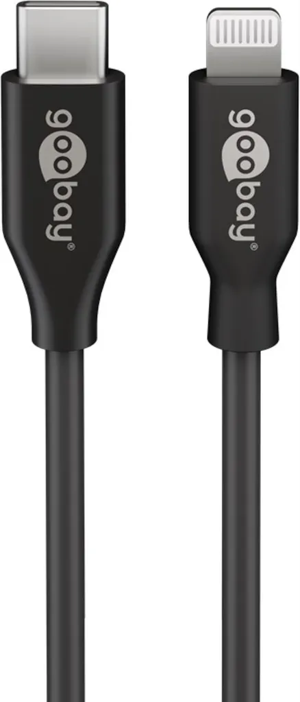 Goobay Lightning to USB-C, cavo di ricarica e sincronizzazione, ricarica rapida Apple fino a 87 W, USB-C 480 Mbit/s, 2 m, nero