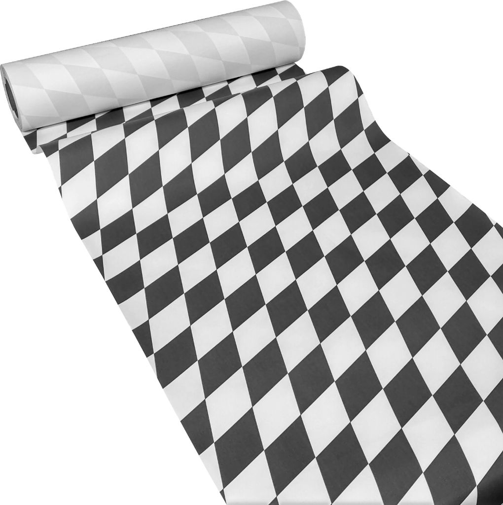 JUNOPAX Papier Tischläufer 50m x 0,40m Raute schwarz-weiß Produktbild 