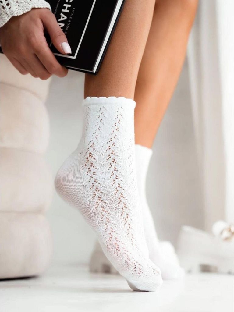 Netzsocken für Frauen Milena 989 Baumwolle weiß mit Mesh Produktbild 
