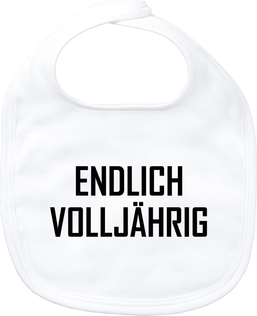 Huuraa Baby Lätzchen Endlich Volljährig Schriftzug White Klettverschluss Baumwolle Latz Geschenkidee