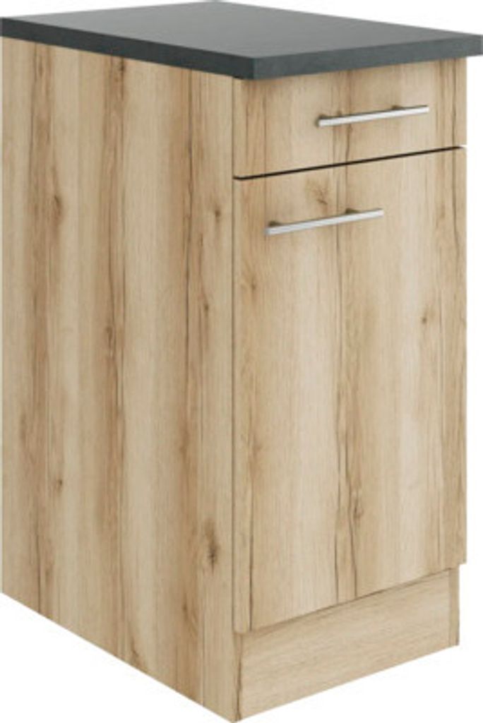 Optifit Unterschrank mit Schublade und Drehtür Livorno290 BxTxH 40 x 60 x 84,8 cm wildeiche matt strukturiert zerlegt Anschlag reversibel KULI U40...