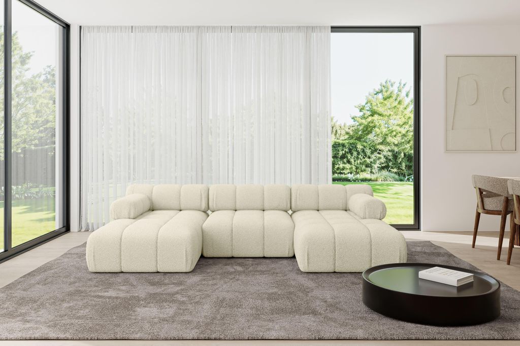 ALTDECOR Modulares Sofa Ecksofa in U-Form - Tesso-U1 - 285x160x70 cm Beige Corner modular Sofa Eckcouch Couch Wohnlandschaft Cauchsofa Polstersofa