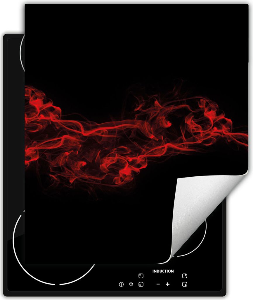 DarHaus Herdabdeckplatte 45x52 cm Anti Rutsch Matte Aufrollbar, schwarz - rot