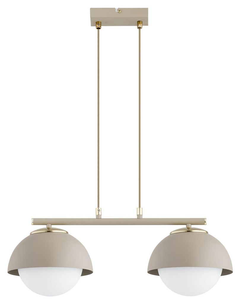 KAR-LIGHTING Pendellampe 2-flammig Beige – Cosmo Ecru Kaschmir Hängeleuchte aus Metall & Glas – E27 Lampen für Essbereich oder Küche – LED...