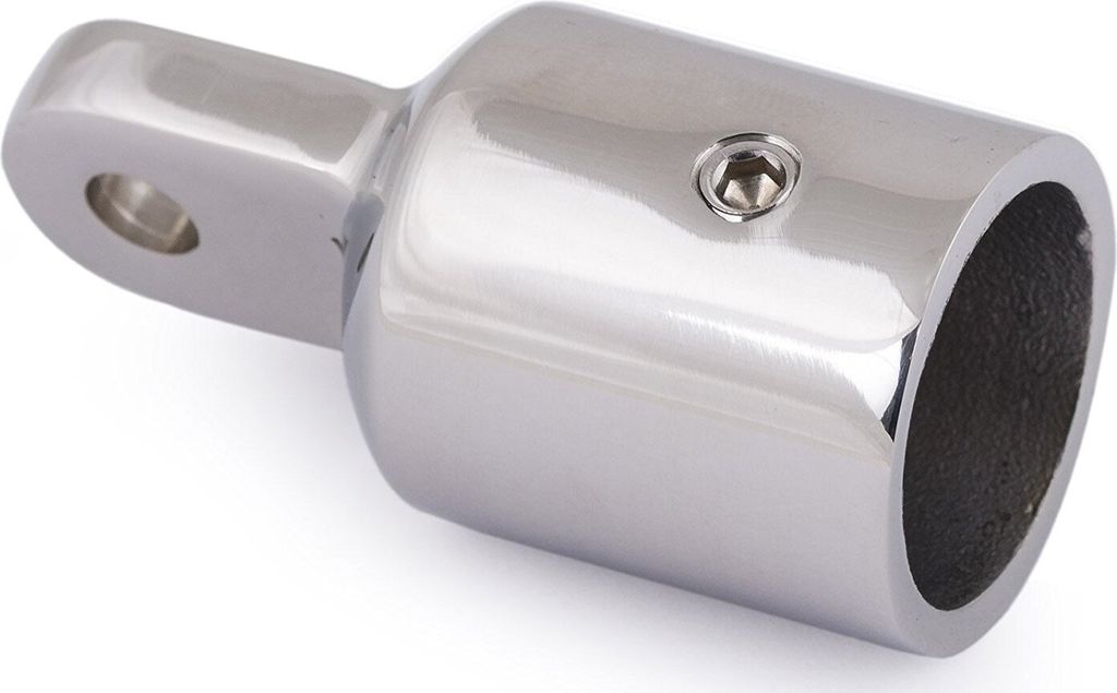Endkappe Rohr 25 mm mit Öse, Edelstahl Endstück für Bimini, Verdeck, Sonnensegel, rostfreier Beschlag