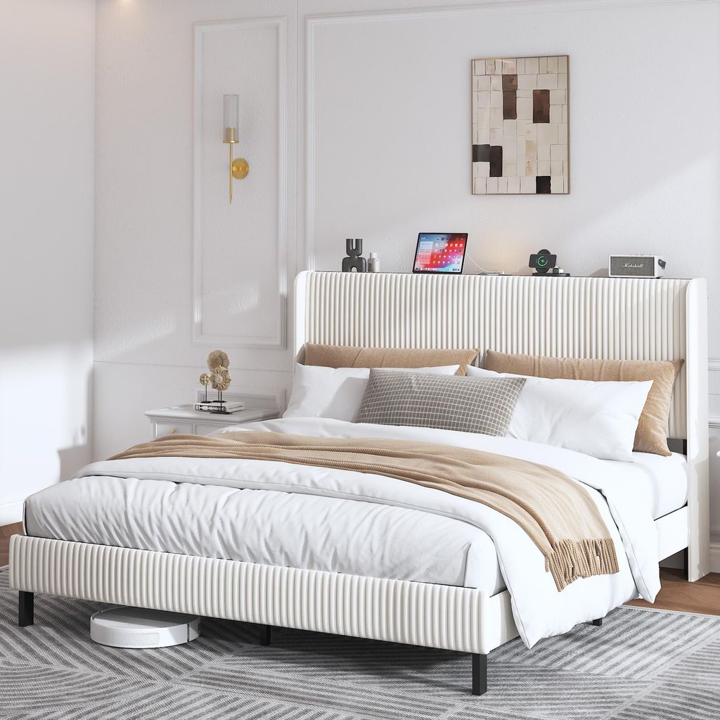 STILVORA Polsterbett 180x200 mit Stoffköpfchen,Stauraumbett Produktbild 