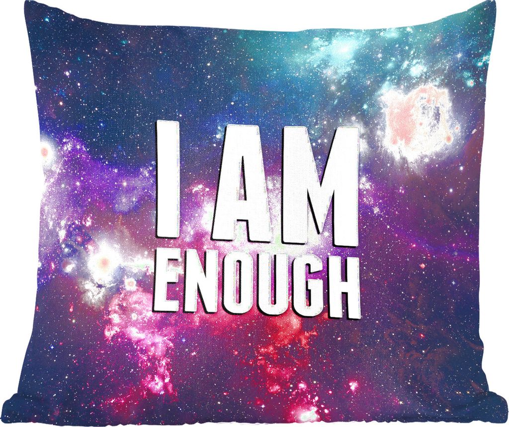 MuchoWow Zierkissen Sofakissen Wohnzimmer Dekokissen 50x50 cm Sprichwörter - 'Ich bin genug' - Zitate - Jungen - Mädchen - Kinder - Komfort - S...