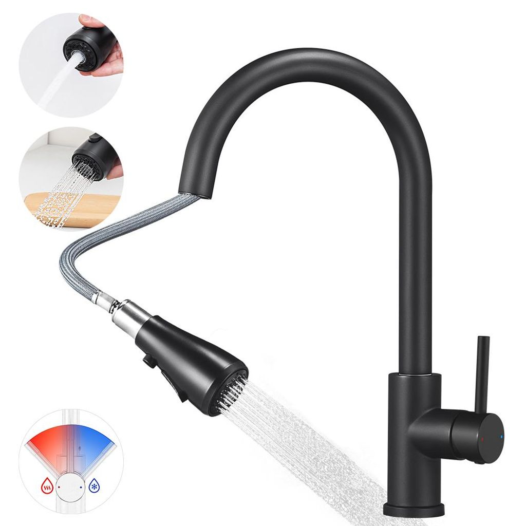 Wasserhahn Küche Ausziehbar mit Brause, 360° Drehbar Hoher Produktbild 