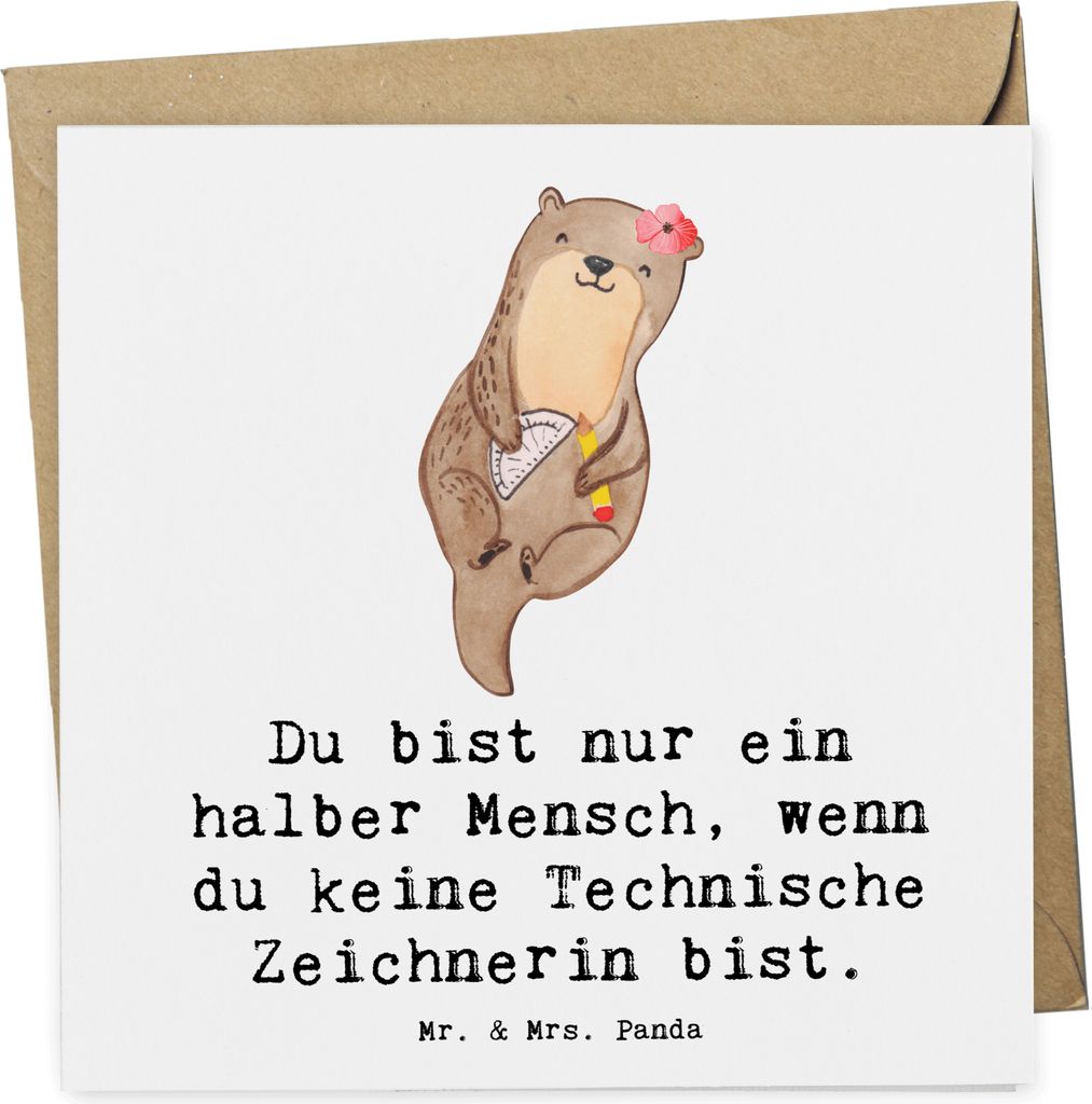 Mr. & Mrs. Panda Glückwunschkarte Technische Zeichnerin Produktbild 