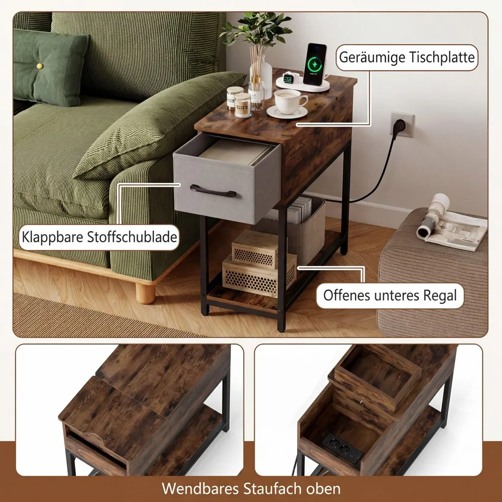 Table d'appoint étroite : fini les câbles emmêlés grâce aux prises USB - 6