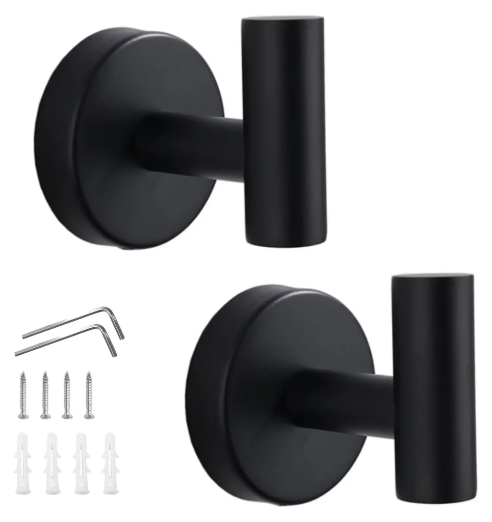 Fixation Murale Stable : Lot de 2 Crochets Inox Noir Anti-Corrosion