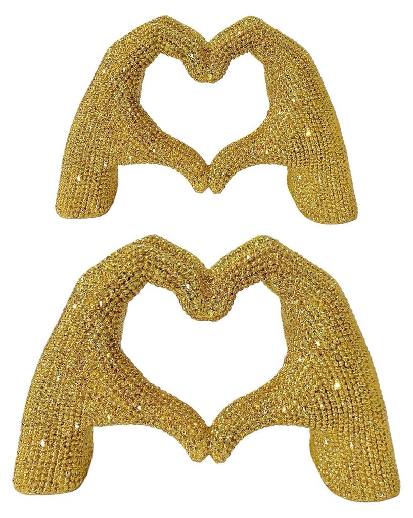 1/2 Stück Glitzernde Liebesgesten-Figur, Herzförmige Hand, Harzstatue, Skulptur, Valentinstag-Dekoration für Schreibtisch, Bücherregal, Ornament