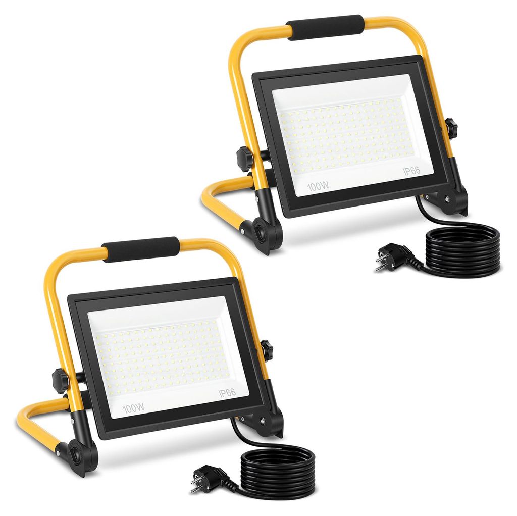 Peviasot, 2 fari LED da cantiere da 100W, 8000 lumen, Immagine del prodotto 