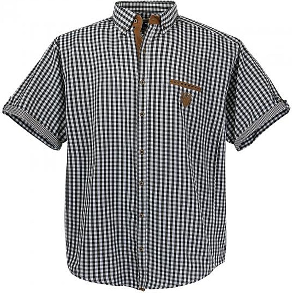 Übergrössen Schickes Kurzam-Hemd LAVECCHIA 1129 in Schwarz/Weiß 6XL