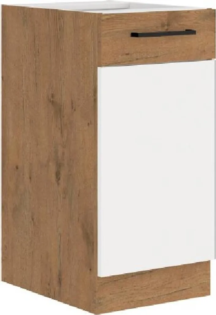 Armadietto Cucina VANYA 40cm Bianco/Rovere | Montaggio Facile e Solido