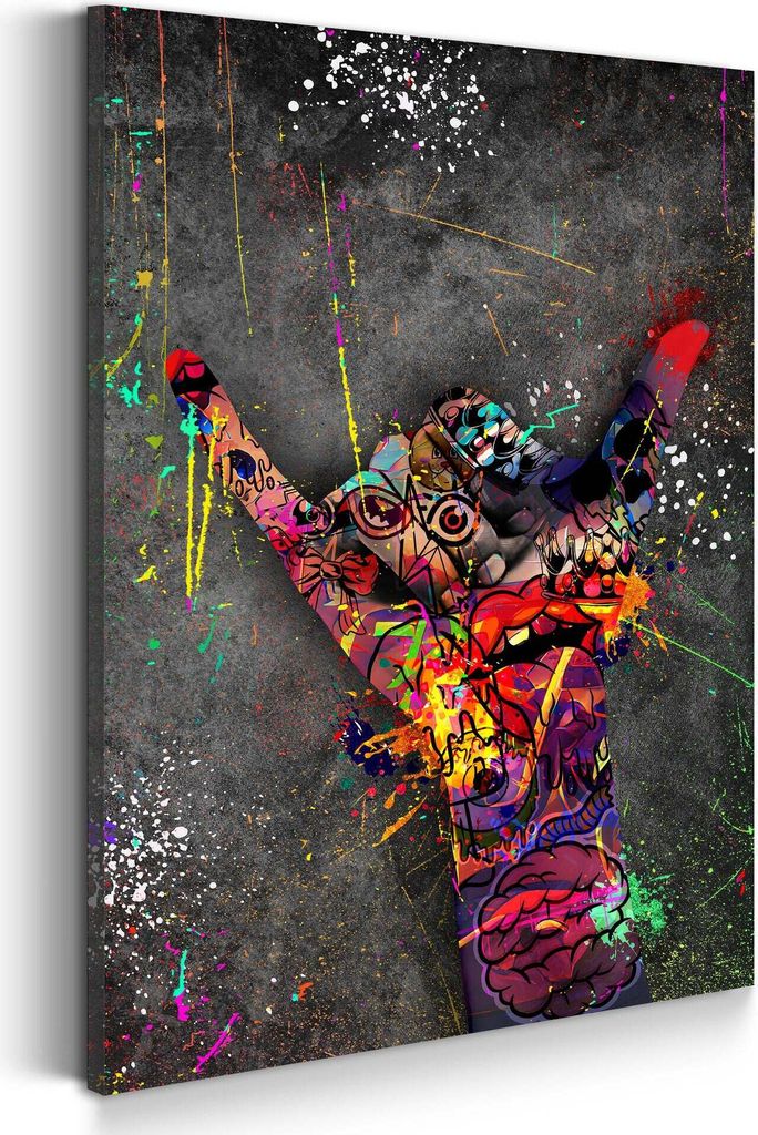 Wandbild Leinwandbild Hand Be Cool Kunstdruck XXL Wanddeko: 80x120x2cm