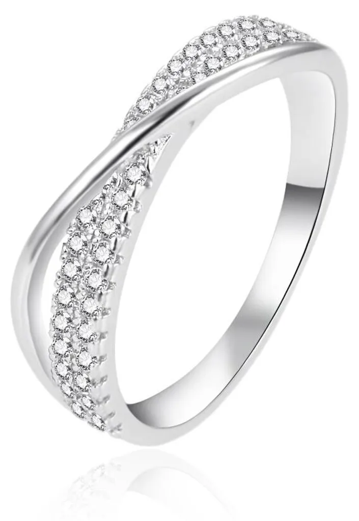 Bague solitaire en argent véritable et oxydes de zirconium - 54 mm