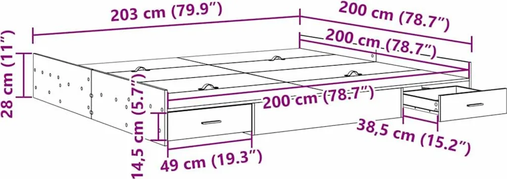 Grand lit double 200x200 cm Blanc avec niches de rangement intégrées - 7