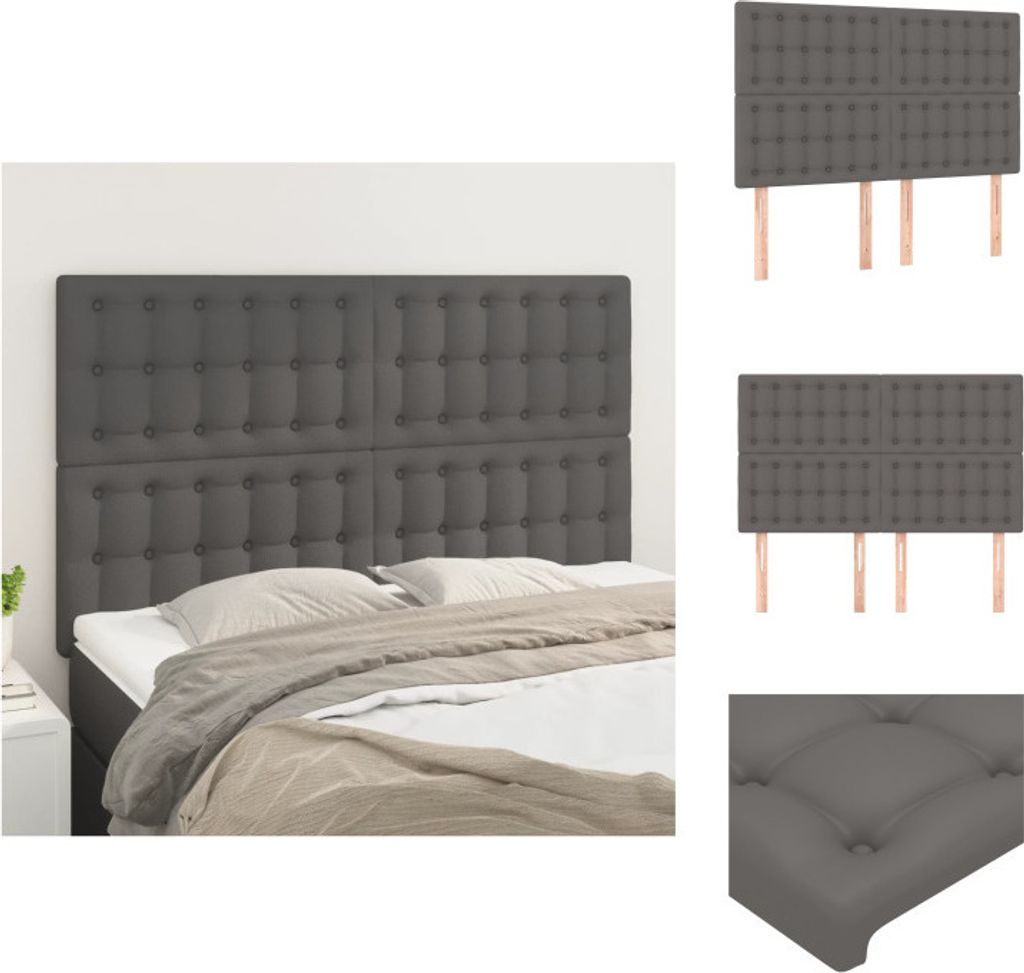 vidaXL Kopfteile 4 Stk. Grau 72x5x78/88 cm Kunstleder - Kopf- & Fußenden