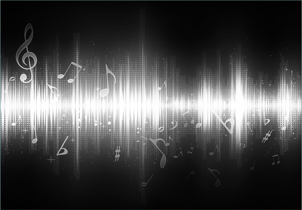 Wallario Fototapete Vliestapete, seidenmatte Oberfläche, einfache Verarbeitung, Größe 200 x 140 cm, Motiv Noten der Musik in schwarz und weiß
