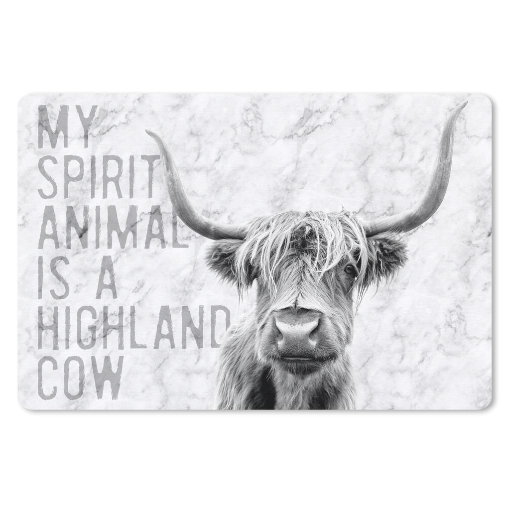 MuchoWow Mauspad Mousepad Marmor - Schottischer Highlander - Zitat 27x18 cm - Mousepads - Maus Mat - Pad - Mausunterlage - Büroartikel - Desk Ma...