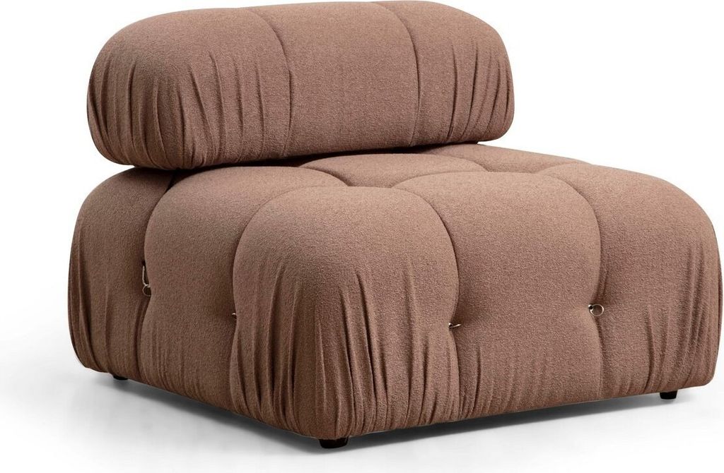 Hanah Home, Bubble O1 - Brown Bouclette, Klassische Sofas, 1-Sitzer-Sofa, Braun, Polyester, 95 x 75 x 95 x cm