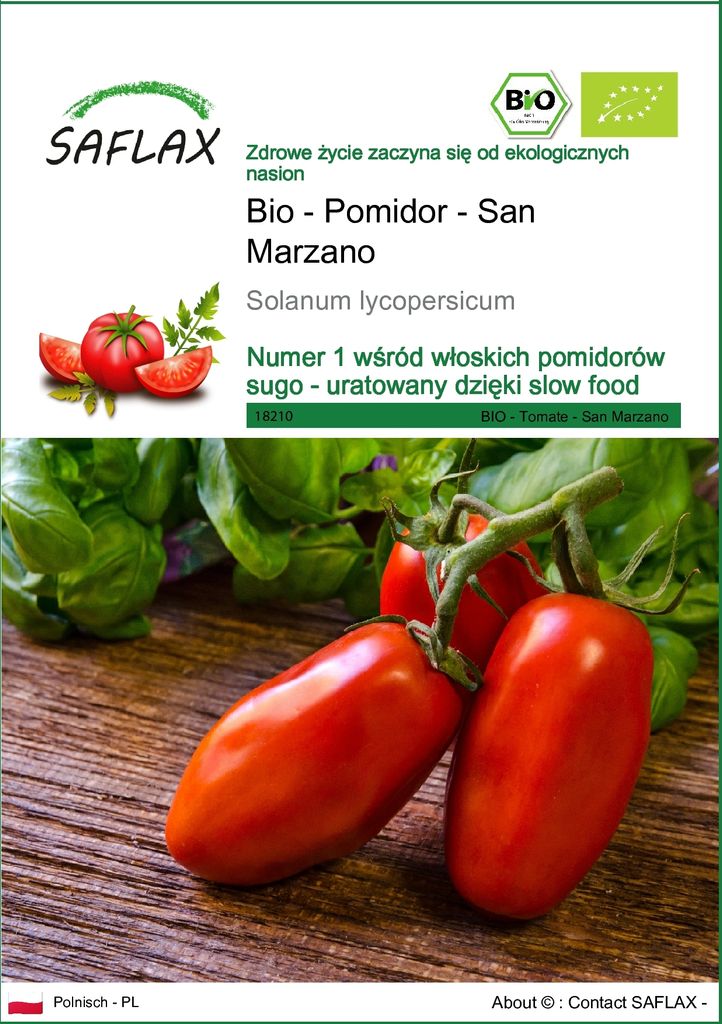 SAFLAX - Bio - Pomidor - San Marzano - 15 Nasiona - Solanum Zdjęcie produktu 