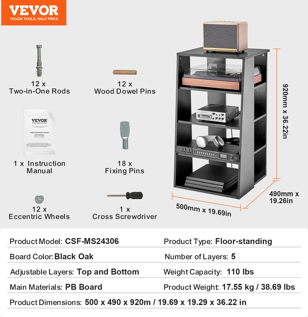 Meuble Rack pour Composants Stéréo et Rangement Multimédia Modulable
