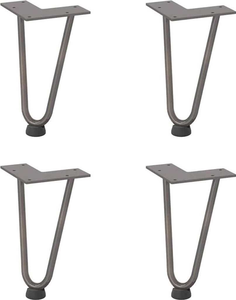 vidaXL Haarnadelbeine für Couchtisch 4 Stk. Naturstahl 20 cm Massivstahl