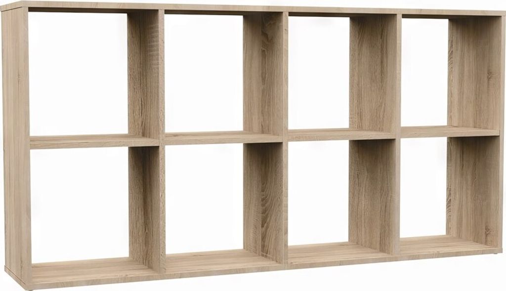 3xEliving Bücherschrank 2X4, Bücherregal, Würfelregal, Standregal in Sonoma Eiche (B:147cm x H:75cm T:30cm)