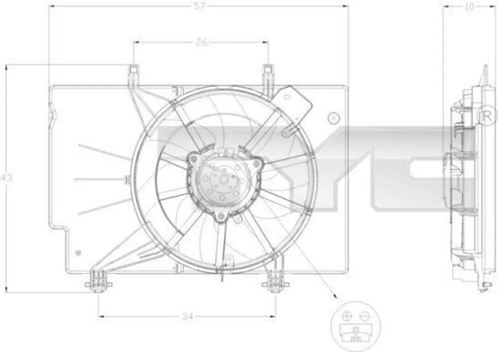 Ventilateur de radiateur TYC anti surchauffe pour Fiesta VI et B-Max