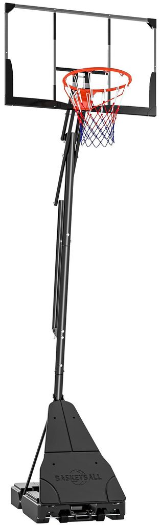 Mobiler Basketballkorb, höhenverstellbar von 2,45-3,05 m, bruchsicheres Backboard, Handkurbel-Höhenverstellung