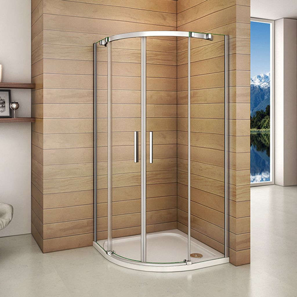 Duschkabine 90x90x195cm Viertelkreis Eckeinstieg Runddusche Produktbild 