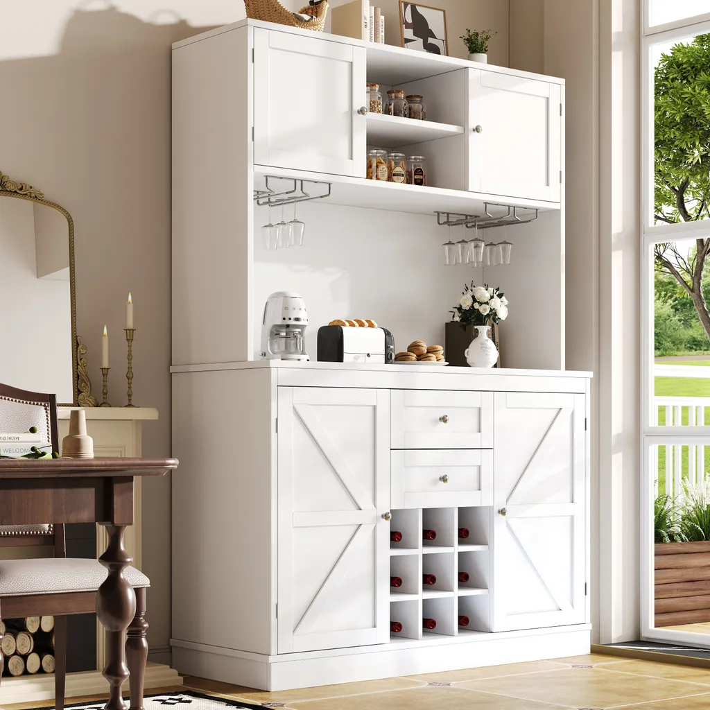 Armoire de cuisine style maison de campagne avec étagères réglables - 3