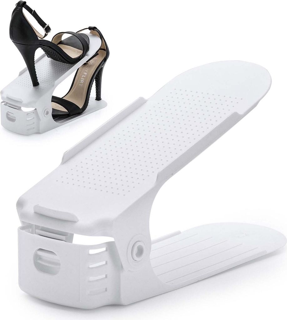 Schuhstapler Shoe Space Saver 2er Set Weiß - Platzsparender Schuh-Organizer aus Kunststoff für mehr Ordnung im Schuhschrank und Regal