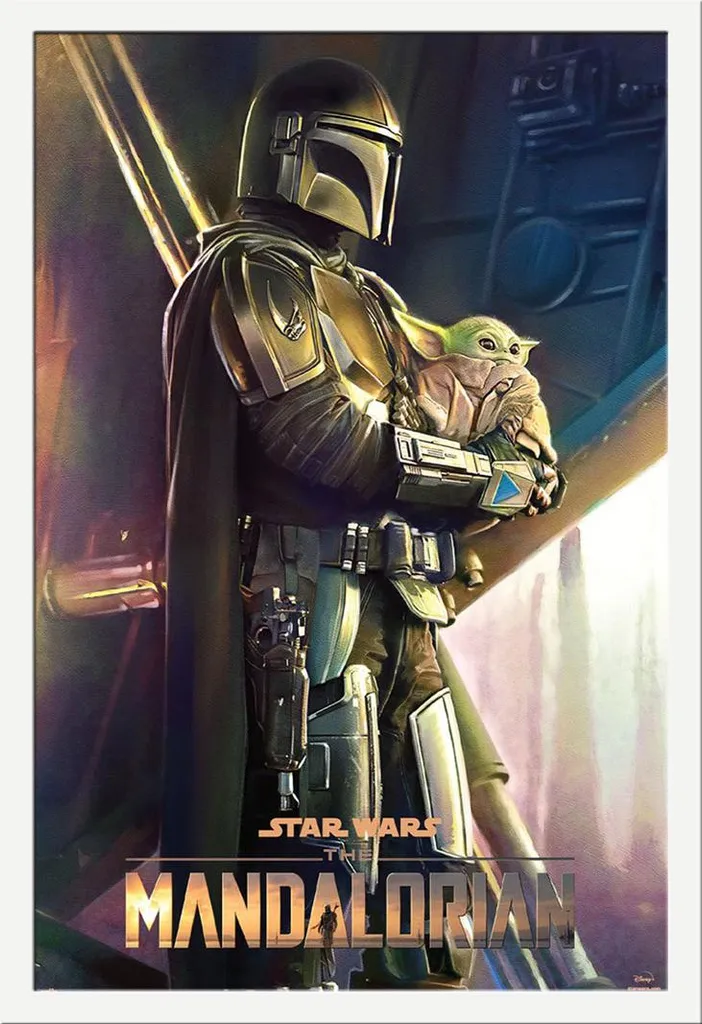 Poster Star Wars Mandalorian 61x91,5 + Cornice Shinsuke Bianca MDF
