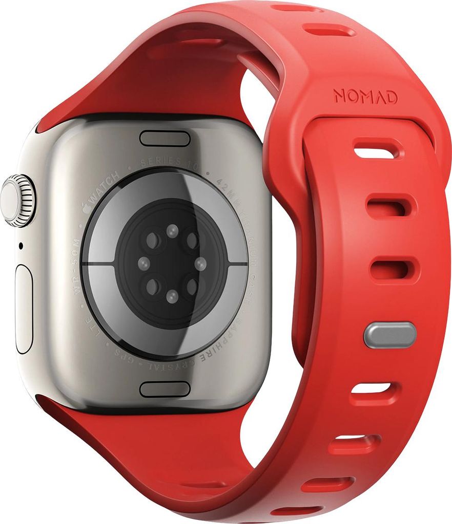 Nomad, Wasserdichtes Tempo-Sportband 42mm für Apple Watch mit sicherem Sitz, Korallenrot