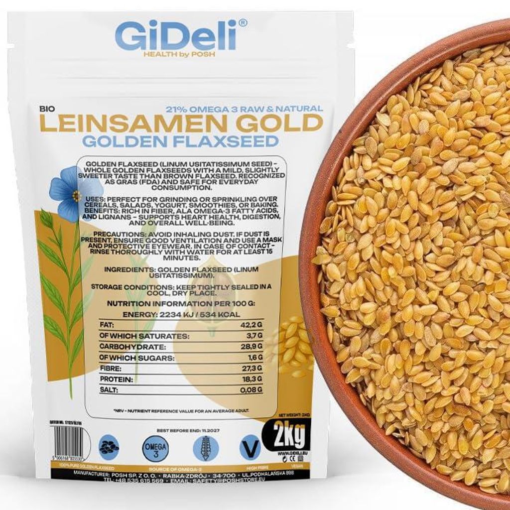 GiDeli Zlaté ľanové semienka 2 kg do kuchyne – Obrázok produktu 