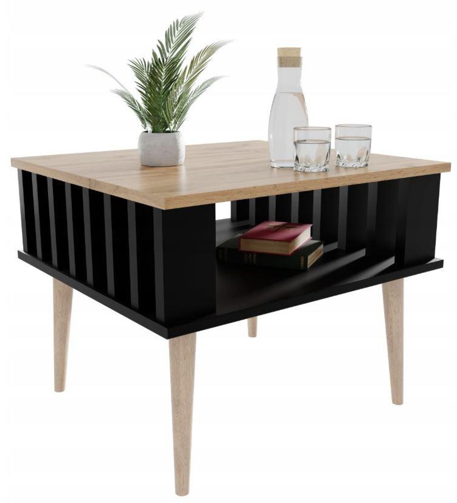 Couchtisch Lamellen Fürs Wohnzimmer WOTAN/Schwarz Ablage